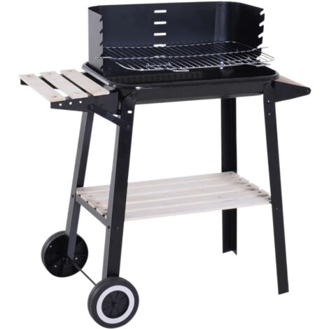 BARBECUE A CARBONE TENNESSEE CM.87X45X83H. CON RUOTE E PIANO DI APPOGGIO
