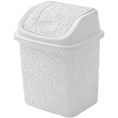 Pattumiera bagno in plastica bianca capienza 5,5 lt con coperchio basculante