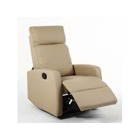 POLTRONA IN ECOPELLE 66X88X98H CM RECLINER MANUALE CREMA