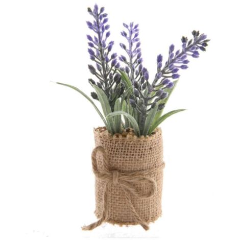 VASO DI JUTA CON LAVANDA H12CM
