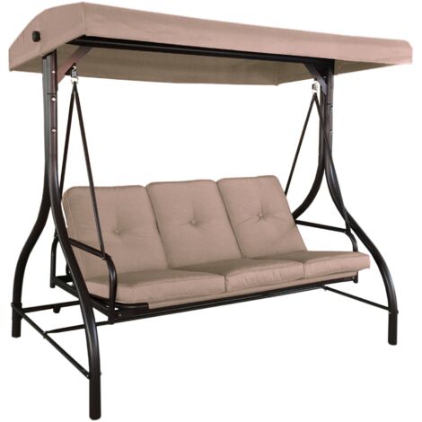 Set 5 Cuscini Sostitutivi Per Dondolo Da Giardino - Grigio Per 3 Posti | Federe In Cotone - Foto 5