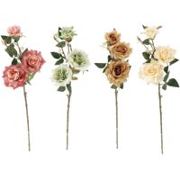 ROSA DECORATIVA CON 3 FIORI 81CM IN 4 COLORI