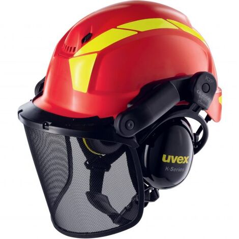 UVEX Schutzhelm pheos forestry 9774 kurzer Schirm Drehrad rot