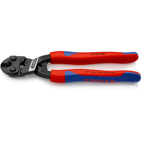 KNIPEX 71 02 200 CoBolt® Kompakt-Bolzenschneider mit schlanken Mehrkomponenten-Hüllen schwarz atramentiert 200 mm