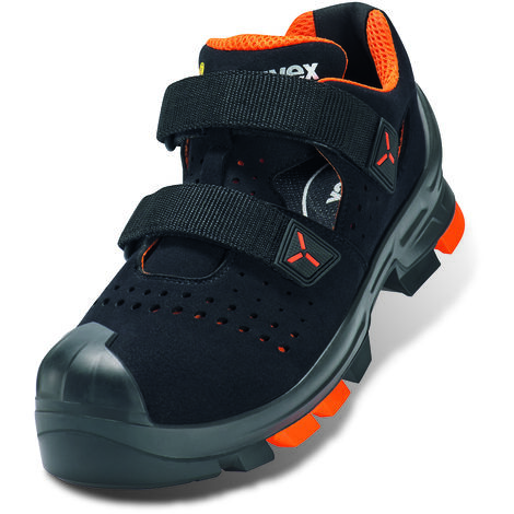 UVEX 2 Sicherheits-Sandale gelocht Gr. 46 W11 S1PL ESD SR schwarz/orange 6500.2 (1/4)