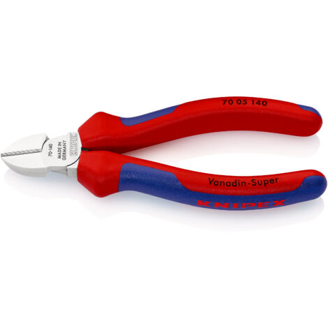 KNIPEX 70 05 140 Seitenschneider mit Mehrkomponenten-Hüllen verchromt 140 mm