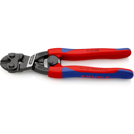 KNIPEX 71 12 200 CoBolt® Kompakt-Bolzenschneider mit schlanken Mehrkomponenten-Hüllen schwarz atramentiert 200 mm