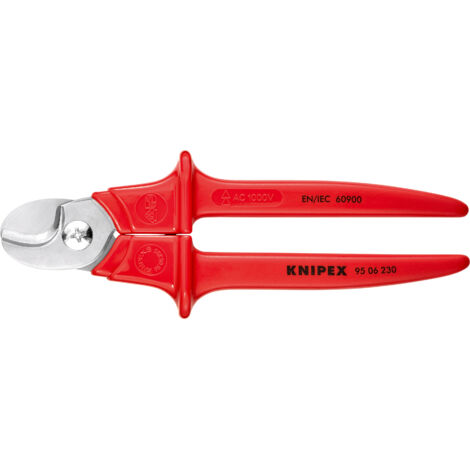 KNIPEX 95 06 230 Kabelschere Griffe mit Kunststoff umspritzt isoliert, mit Kunststoff umspritzt, VDE-geprüft 230 mm