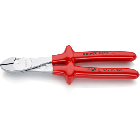 KNIPEX 74 07 250 Kraft-Seitenschneider tauchisoliert, VDE-geprüft verchromt 250 mm