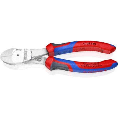 KNIPEX 74 05 180 Kraft-Seitenschneider mit Comfort-Griffen verchromt 180 mm