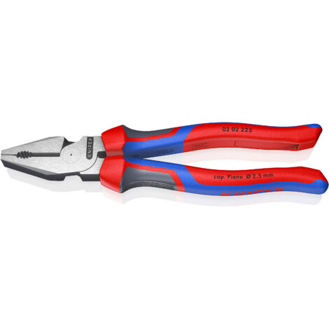 KNIPEX 02 02 225 Kraft-Kombizange mit Comfort-Griffen schwarz atramentiert 225 mm