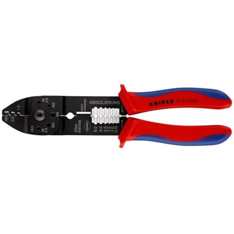 KNIPEX 97 21 215 B Crimpzange mit Mehrkohne-Hülle schwarz lackiert 230mm