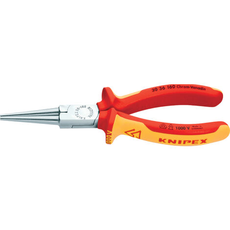 Knipex Langbeckzange isoliert mit Mehrkomp.-Hüllen, VDE-geprüft , verchromt , 160 mm , flache Backen - Große Auswahl ✔ Schnelle Lieferung ✔ zu TOP-Preisen ✔ jetzt bei online bestellen - 4003773001904