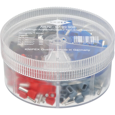 KNIPEX 97 99 908 Sortimentsboxen mit 200 Twin-Aderendhülsen 4-teilig