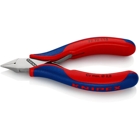 KNIPEX 77 72 115 Elektronik-Seitenschneider mit durchgestecktem Gelenk mit Mehrkomponenten-Hüllen 115 mm