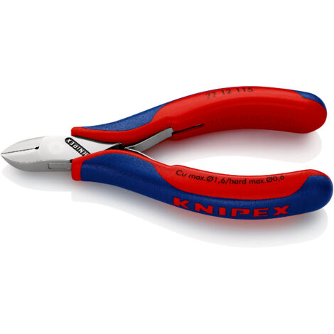 KNIPEX 77 12 115 Elektronik-Seitenschneider mit durchgestecktem Gelenk mit Mehrkomponenten-Hüllen 115 mm