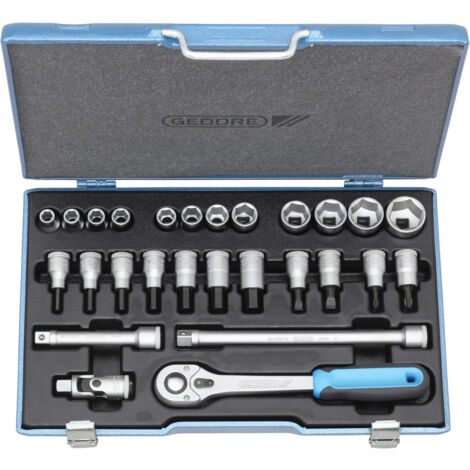 GEDORE Steckschlüssel-Satz 19IMU-10 1/2"vierkant mit Umschaltknarre 27-teilig (1/5)