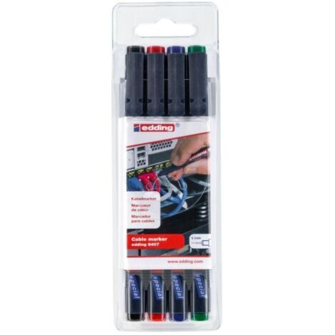 Kabelmarker-Set 8407 schwarz, rot, blau, grün edding