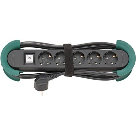 FORTIS Steckdosenleiste 5-fach H05VV-F3G1,5 3m Aufrollhilfe & Haken