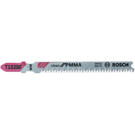 Bosch PRO Plastics PMMA clean T102BF Stichsägeblatt 92 mm 5-tlg. - 2608636781