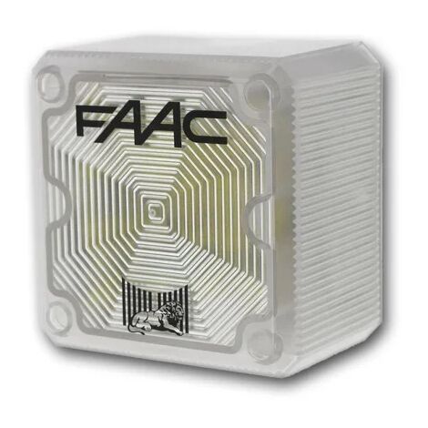 Faac – Feu clignotant LED 24V IP55 – Modèle mural compact – Visibilité optimale avec coque transparente mate – Pour moteurs D600 et D1000 - XL24L