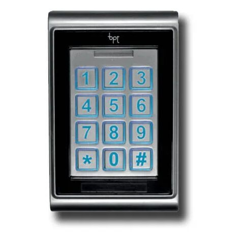 Came – Clavier numérique avec lecteur Mifare – Corps en alliage d’aluminium – IP65 – Gestion d'accès 2 zones jusqu'à 1 000 codes