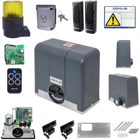 Genius – Kit de motorisation de portail jusqu'à 500 kg – Moteur 230V AC avec encodeur – Télécommande 4 canaux 433 MHz – 104014 - 433mhz