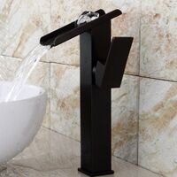 XICHAO - Rétro Robinet Mitigeur lavabo cascade vasque salle de bain une petite fontaine mat noir en cuivre