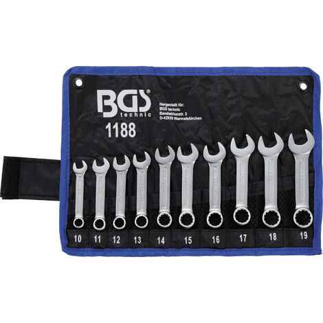 BGS technic Juego de llaves combinadas cortas 10 - 19 mm 10 piezas
