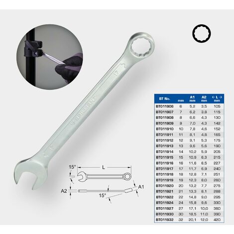 Armstrong 30-328: Llave Combinada 7/8\" 12 Puntos, Cromo Satinado (Fabricada En USA)