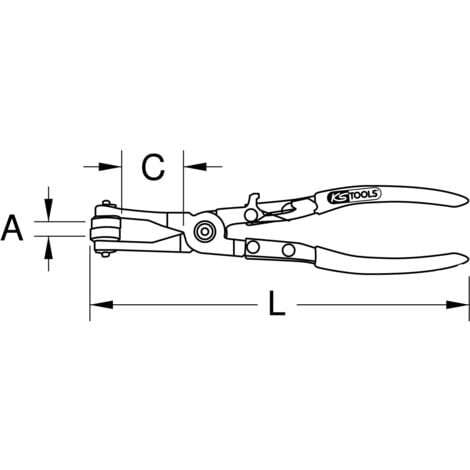 KS TOOLS Alicate para abrazadera de mangueras en angulo