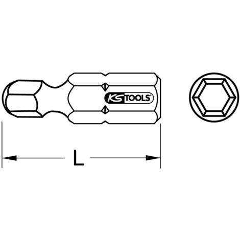 Punta Para Tornillos Hexagonal Con Cabeza De Bola KS Tools 911.3720 - 1/4, 3/16, 25 Mm