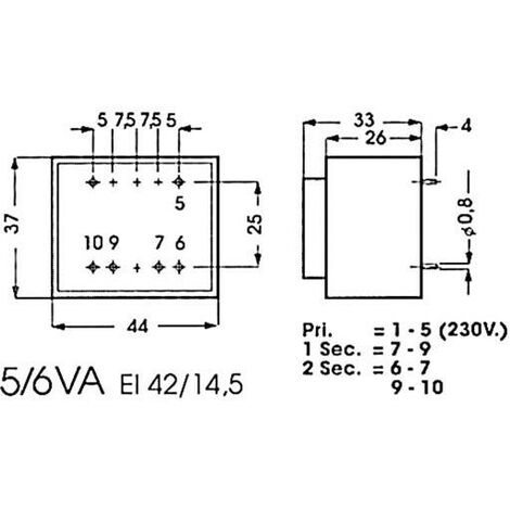 Alphabet Components TRANSFORMADOR ENCAPSULADO 5VA 2 x 12V / 2 x 0.209A