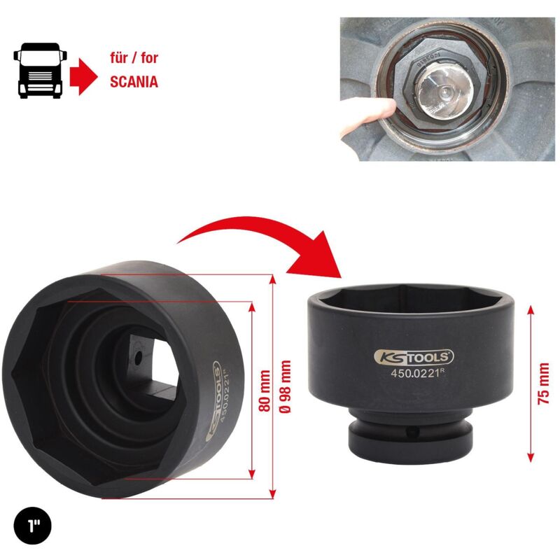 BGS 74524 Chiave Per Mozzo Asse Posteriore Ford Transit RWD, 1/2" Con 4 Perni, Coppia Elevata