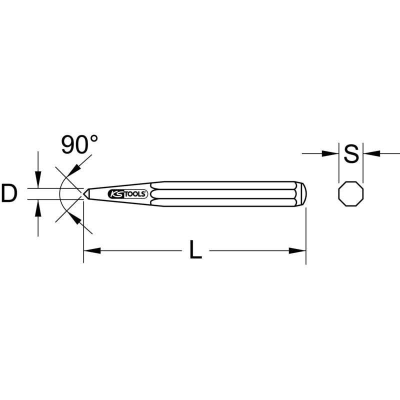 KS TOOLS Bulino,Ø8mm,ottagonale