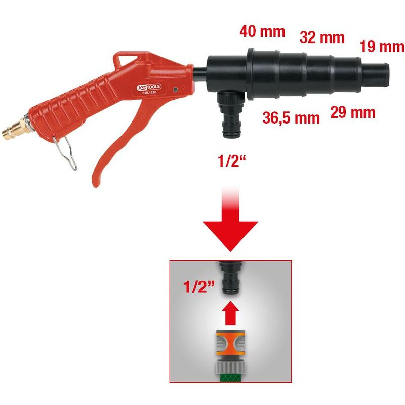 KS TOOLS Pistola ad aria compressa per lavaggio sistema di raffreddamento