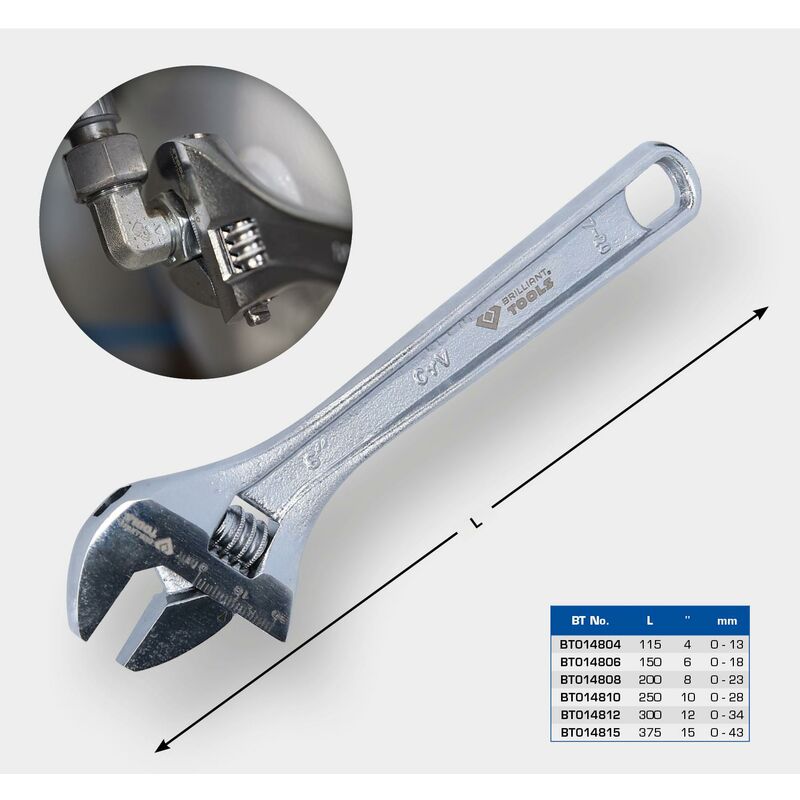 Brilliant Tools Chiave regolabile a rullino, 12, 0 - 34 mm