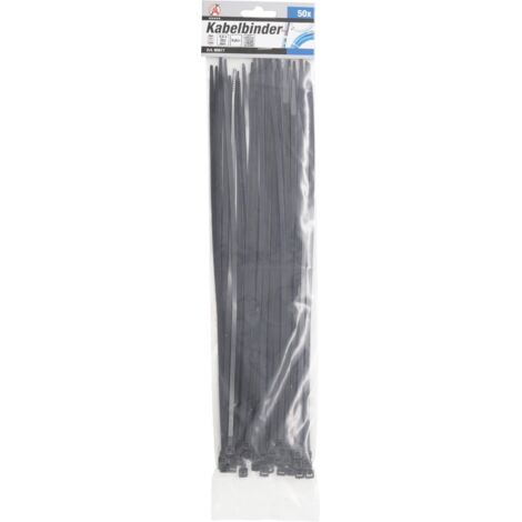 Fascette Per Cavi – Confezione Da 50 Pezzi, 7,6 X 400 Mm, Colore Nero – Larghezza Resistente 7,2 Mm