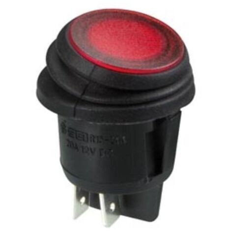 Interruttore Basculante Rotondo Rosso Illuminato - ON/OFF 3 Poli, 220V, Foro 16mm - Foto 3