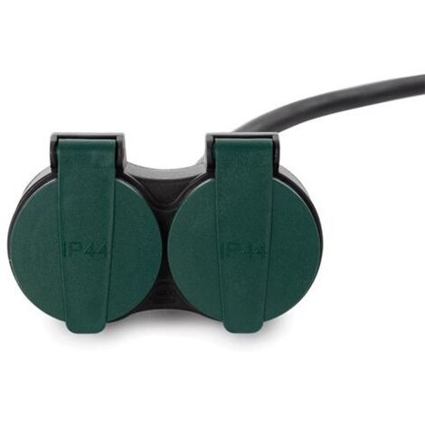 PROLUNGA DA ESTERNO CON 2 USCITE - 10 m - NERO - 3G2.5 - PRESA FRANCESE