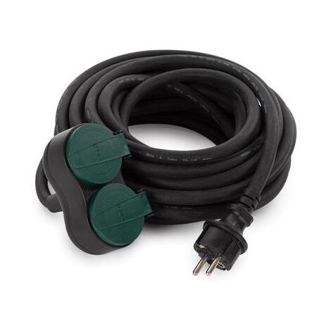 PROLUNGA DA ESTERNO CON 2 USCITE - 10 m - NERO - 3G2.5 - PRESA FRANCESE