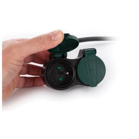 PROLUNGA DA ESTERNO CON 2 USCITE - 10 m - NERO - 3G2.5 - PRESA FRANCESE