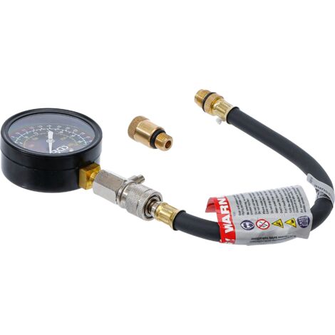 Tester Di Compressione Per Motori Benzina - Manometro 0-20 Bar/300 PSI Con 4 Adattatori Per Auto E Moto