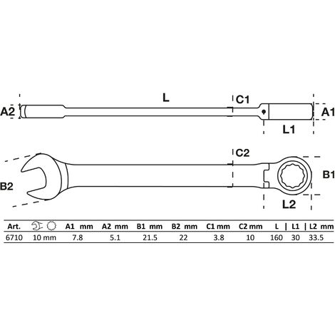 BGS technic Chiave combinata a cricchetto regolabile 10 mm