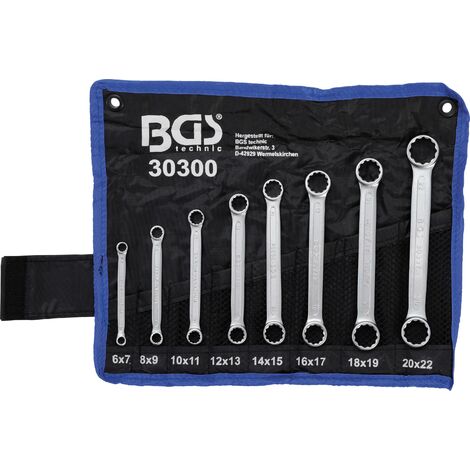BGS technic Serie di chiavi a doppio anello extra piatte 6 - 22 mm 8 pz.