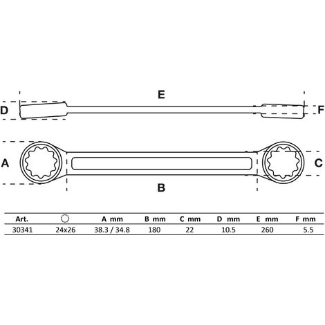 CHIAVE TUBO DOPPIA 24x26 mm