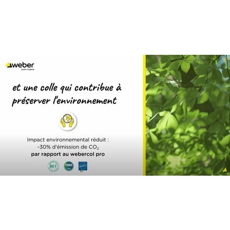 Colle carrelage, blanc, spéciale renovation, 5kg, prête à l'emploi, WEBERCOL PRO ENAE, Impact environnemental réduit, WEBER