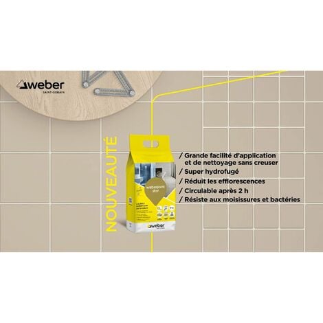 Joint carrelage hydrofugé décoratif, Orme,5 kg,  spécial intérieur et extérieur,Mortier, largeur 2 à 10mm, WEBERJOINT STAR, WEBER