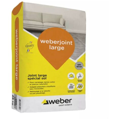 Weber Saint-Gobain Weberjoint large gris béton 25 kg pour carrelage sol planchers chauffants