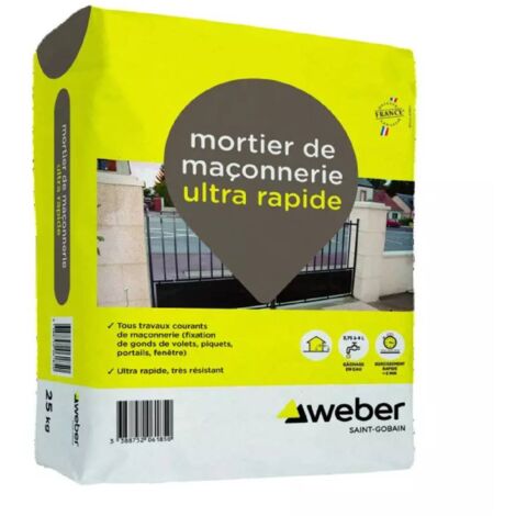 Weber Saint-Gobain Mortier de maçonnerie ultra rapide 25 kg
